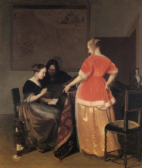 Jacob Ochtervelt Music lesson, oil painting picture